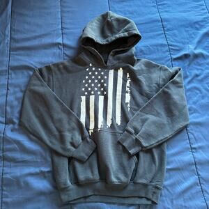 Men’s Small American Flag Graphic Hoodie – “If I Die, Avenge Me”